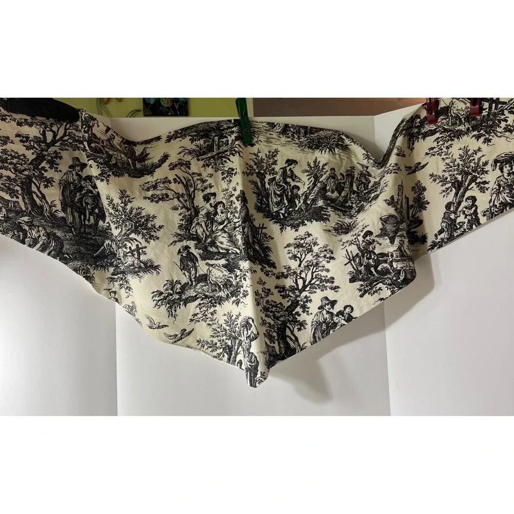 2 Waverly Home Classics Country Life Toile Cotton Valance Black White 52